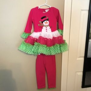 NWT Snowman Shirt/Tutu and matching Pant Set